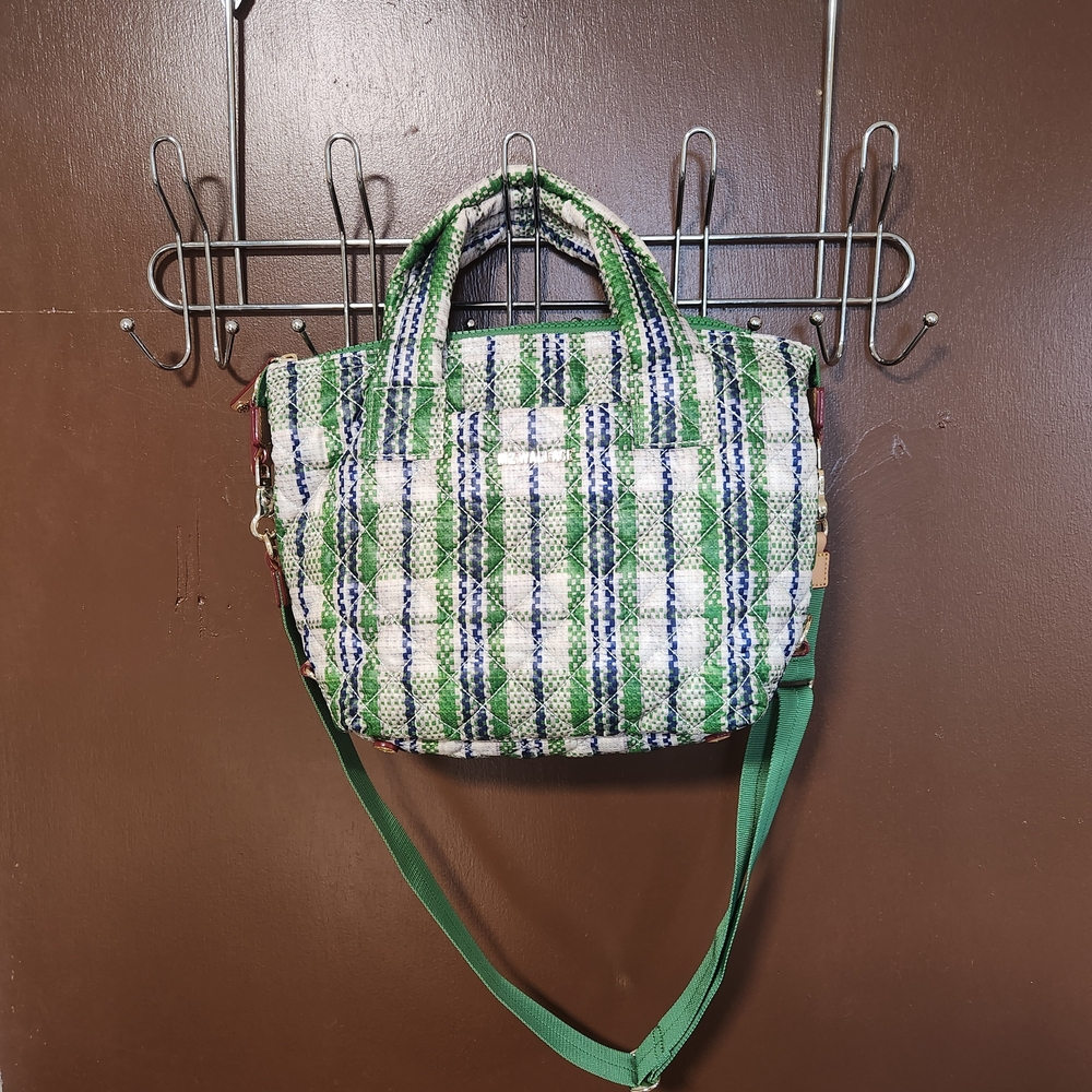 MZ Wallace Green and White Plaid Tote